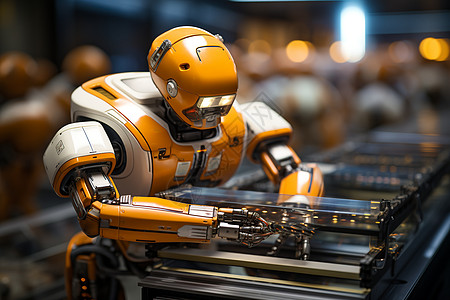 高科技玩具机器人在工作背景