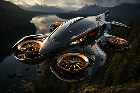 未来的飞行汽车背景图片