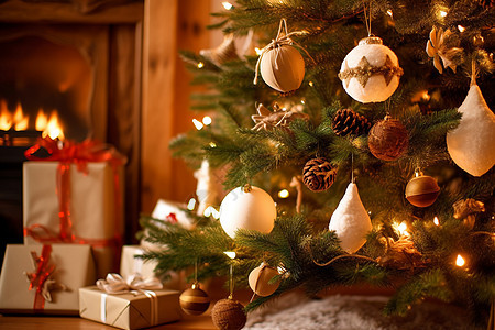 圣诞树上的挂饰背景图片