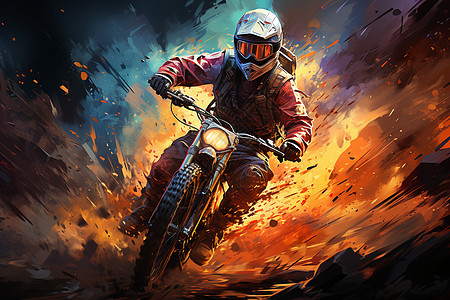 骑着摩托车穿越泥坑的男人背景图片
