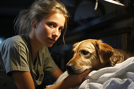 兽医在照顾小狗背景图片