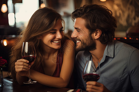 男人和女人在喝红酒图片