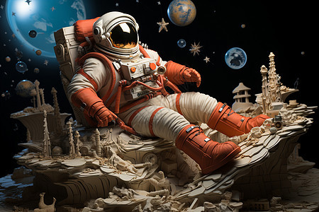 舒适休息的太空人图片
