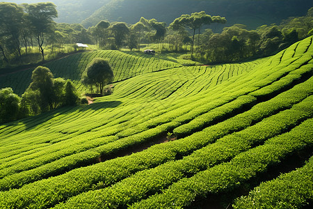 乡村种植的茶园背景图片