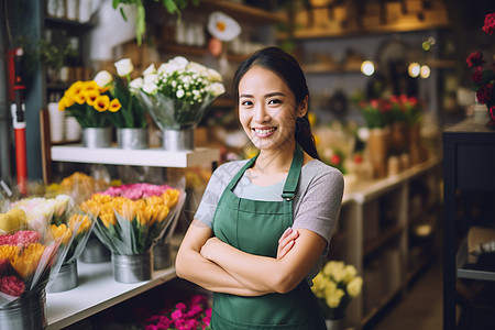 鲜花店的女店员图片