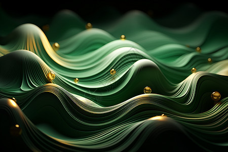 创意艺术的绿色波浪背景图片