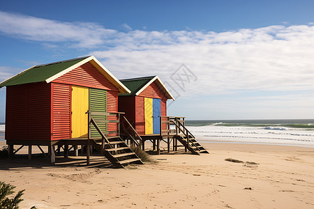 五彩斑斓的海滩小屋图片