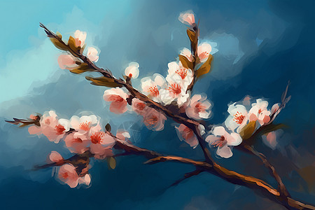 美丽樱花的艺术油画图片
