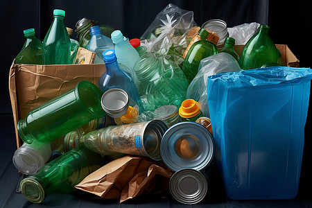 一堆塑料瓶循环使用生态学高清图片
