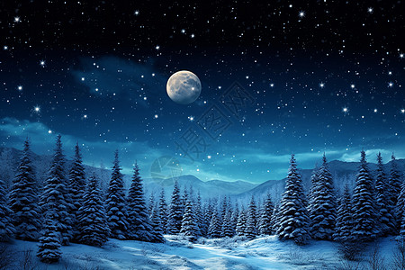 冬夜之林的插图背景图片