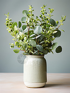 清新的绿色花瓶背景图片