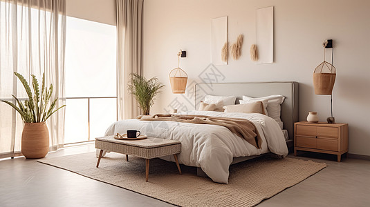 日系家居现代的卧室设计背景