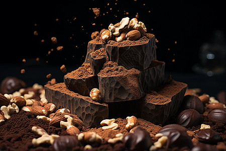 美味零食美味诱人的巧克力块背景