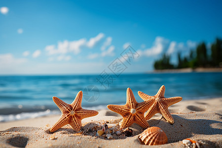 沙滩上的贝壳和海鲜图片