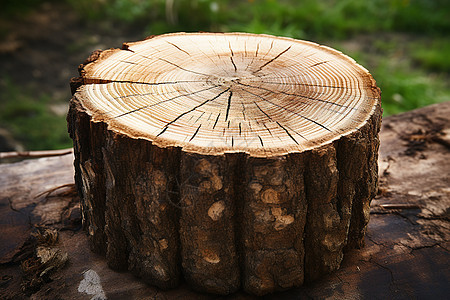 树桩上的木制环圈图片