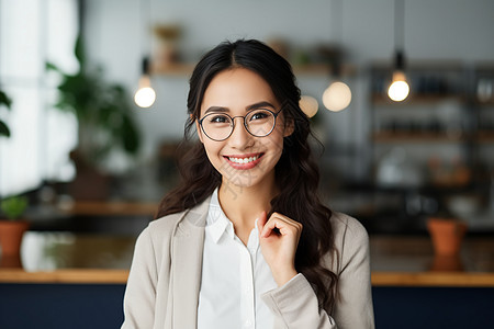 戴眼镜的女职员图片