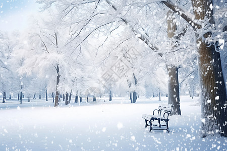 大树矢量图一望无际的雪地背景