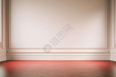 红地板和白墙的房间高清图片