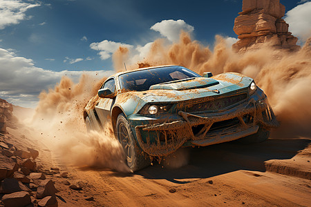 沙漠中的汽车图片