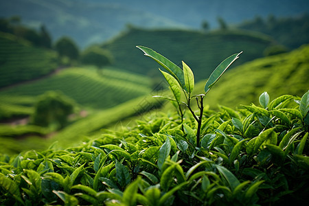 高山绿茶茶叶嫩芽高清图片