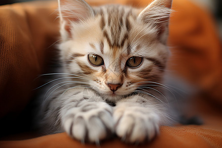 懒洋洋的小猫咪趴在沙发上图片