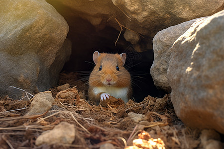 洞穴里的小仓鼠图片