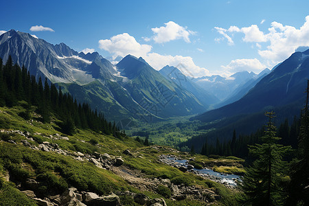 清澈云山的美丽景观图片