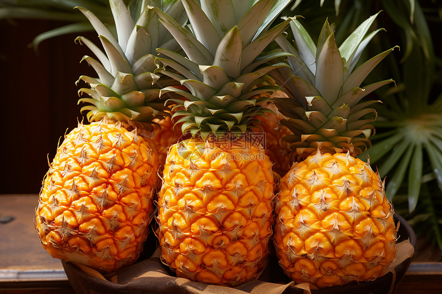 新鲜采摘的菠萝水果图片