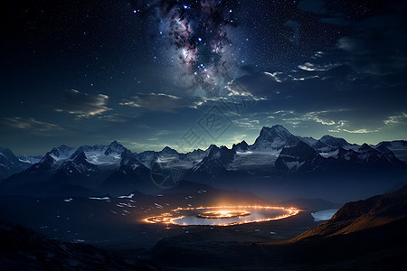山间梦幻的星空景观图片
