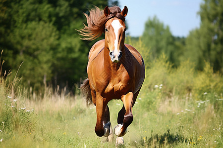 草原上奔跑的马匹图片