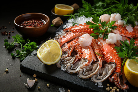奢华的海鲜刺身盛宴图片