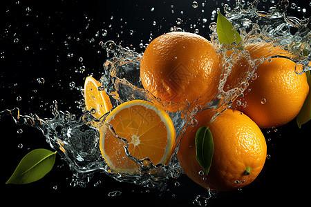 纯净水中的橙子图片