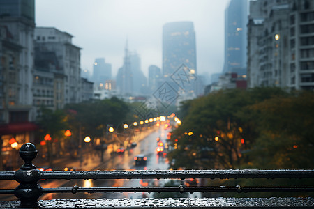 城市雨中的街头背景图片