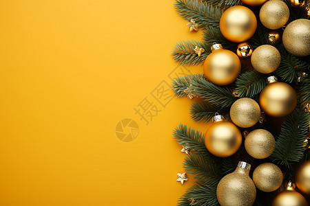 金色装饰的圣诞树图片