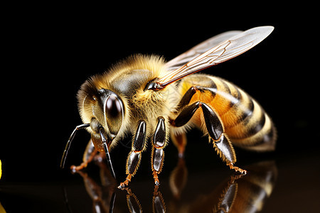 黑色背景上的蜜蜂图片
