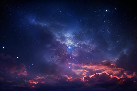 星空与云彩交相辉映的夜晚图片