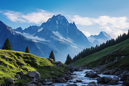 高山之巅天蓝山岳图片