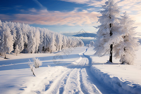 孤寂中的冰雪之路背景图片