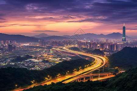 夜幕下的都市风景图片