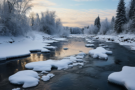 冰雪中的小河图片