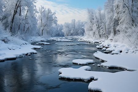 冰雪覆盖的河流图片