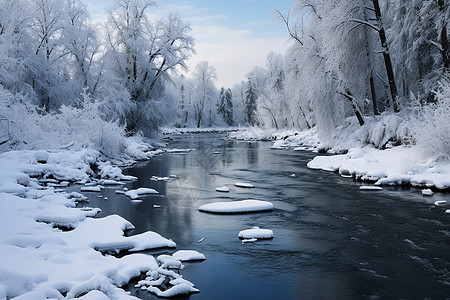 冰天雪地的河流图片