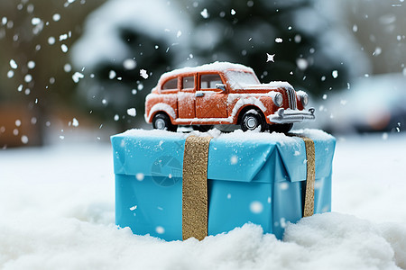 雪地上的礼物盒图片