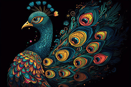 色彩斑斓的孔雀背景图片