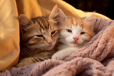 毯子上的猫小猫躺在毛毯上背景