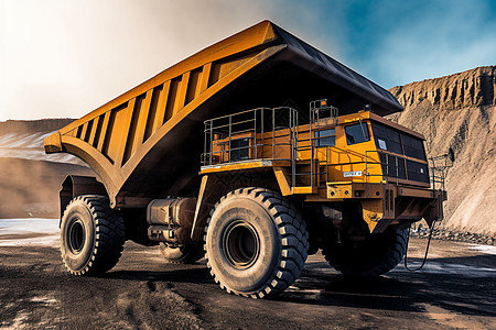矿区停靠的大型卡车图片