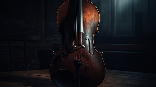 古典的木质大提琴特写图片