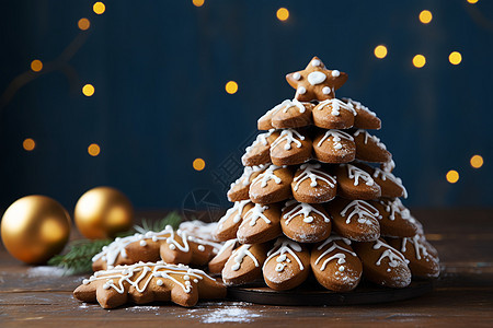 圣诞节庆祝的圣诞树饼干图片