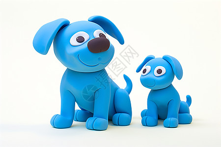 3D可爱的蓝色小狗背景图片