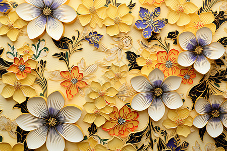 3D创意艺术的花卉插图图片